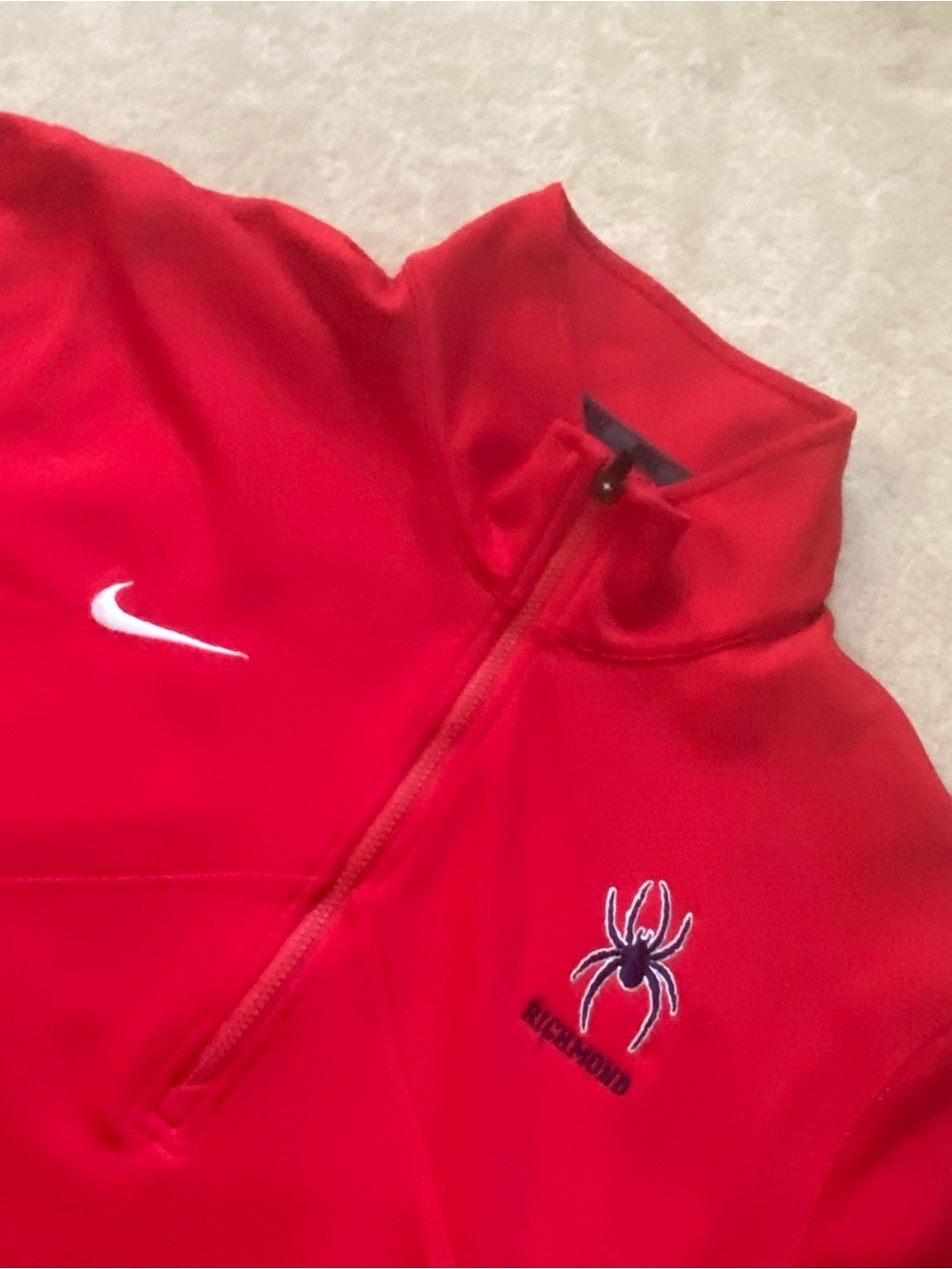 Nike Dri Fit Richmond Spiders Team Issue Quarter Zip Pullover Mens Medium Red